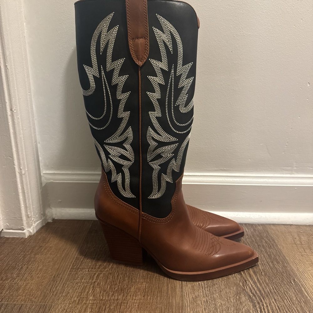 Dolce Vita Black and Brown Heeled Boots